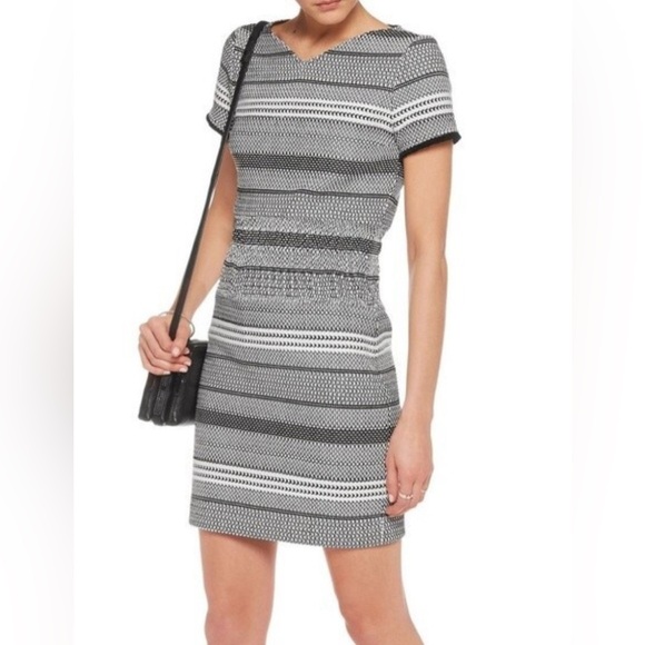 Maje Dresses & Skirts - NWT [Maje] Jacquard Striped Fringe Short-Sleeve Mini Dress Women’s US L / FR 3